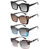 MAEOWN 4 Pack Bifocal Reading Sunglasses for Women Oversized Square Sun Readers Oprah Style for Women UV400 Protection