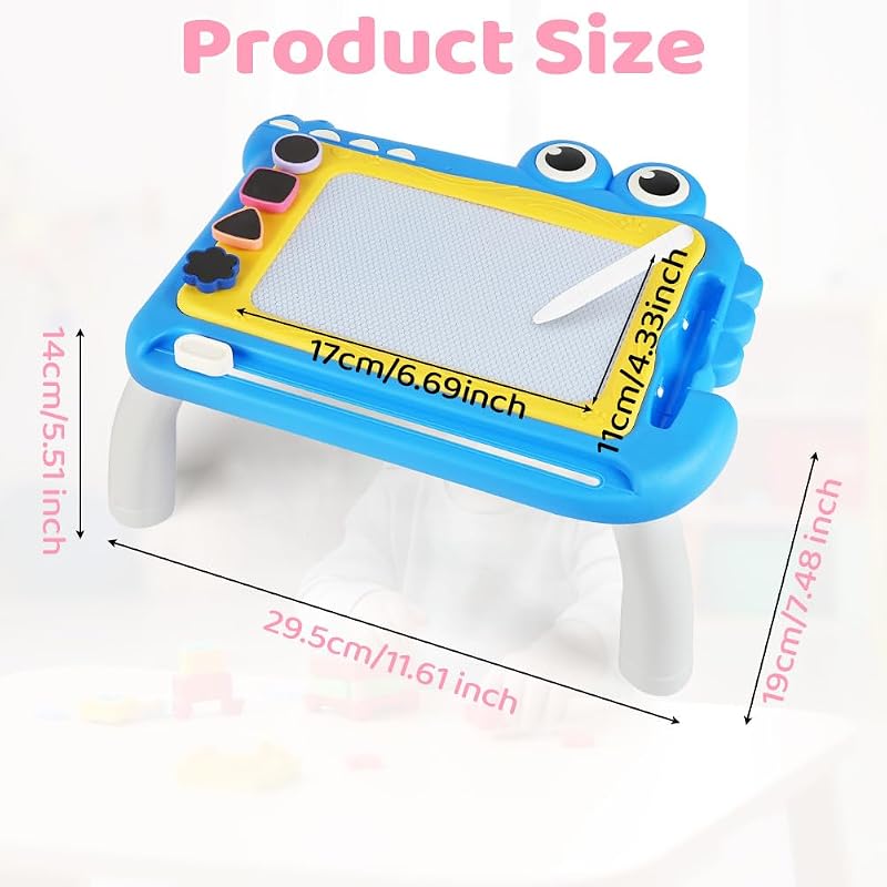 Magnetische Maltafel Kinder Zaubertafel ab 3 Jahr Bunt Magnetische Zeichenbrett Lernspielzeug mit Stempel Spielzeug Geschenk für Kinder ab 3 Jahre Mädchen Jungen - Blau Krokodil