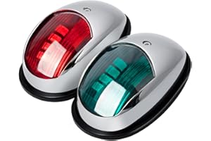 Obcursco Boat Navigation Lights, LED Red and Green Vertical Mount for Bow and Stern, IP67 Waterproof Marine Lights for Pontoon, Bass, and Jon Boats(Sliver)