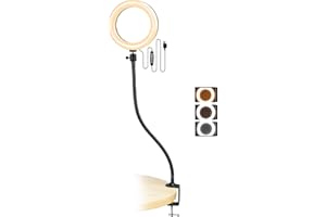 ACETAKEN Ring Light with Stand, 8'' Ring Light with 25 inch Gooseneck Stand for Reading,Craft,Makeup,YouTube,Live Streaming,Study,Architect Drafting,Video Conference Lighting kit