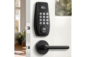 DESLOC C100 Keyless Entry Door Lock with 2 Lever Handles,Smart Deadbolt Lock for Front Door with 2 Keys, Auto Lock, 100 PIN C
