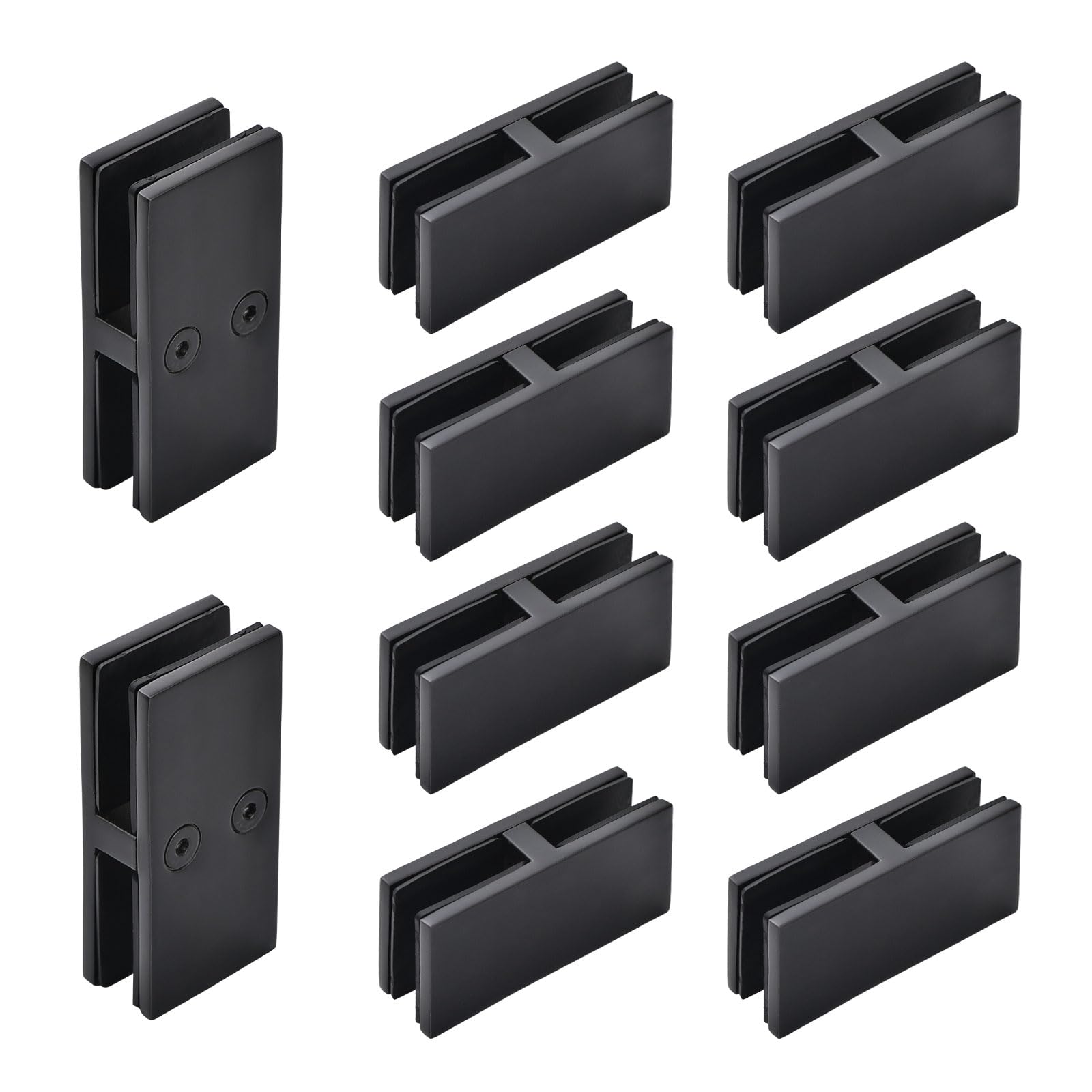 Photo 1 of Railing Glass Clamps 4 Pack, Glass Balustrade Clamp for 5/16"- 3/8"-1/2"Thinkness, 304 Stainless Steel Double Sided Railing Clip Holder for Pool Outdoor Fence Balcony Stair (Black, 180 Degree-10pcs)