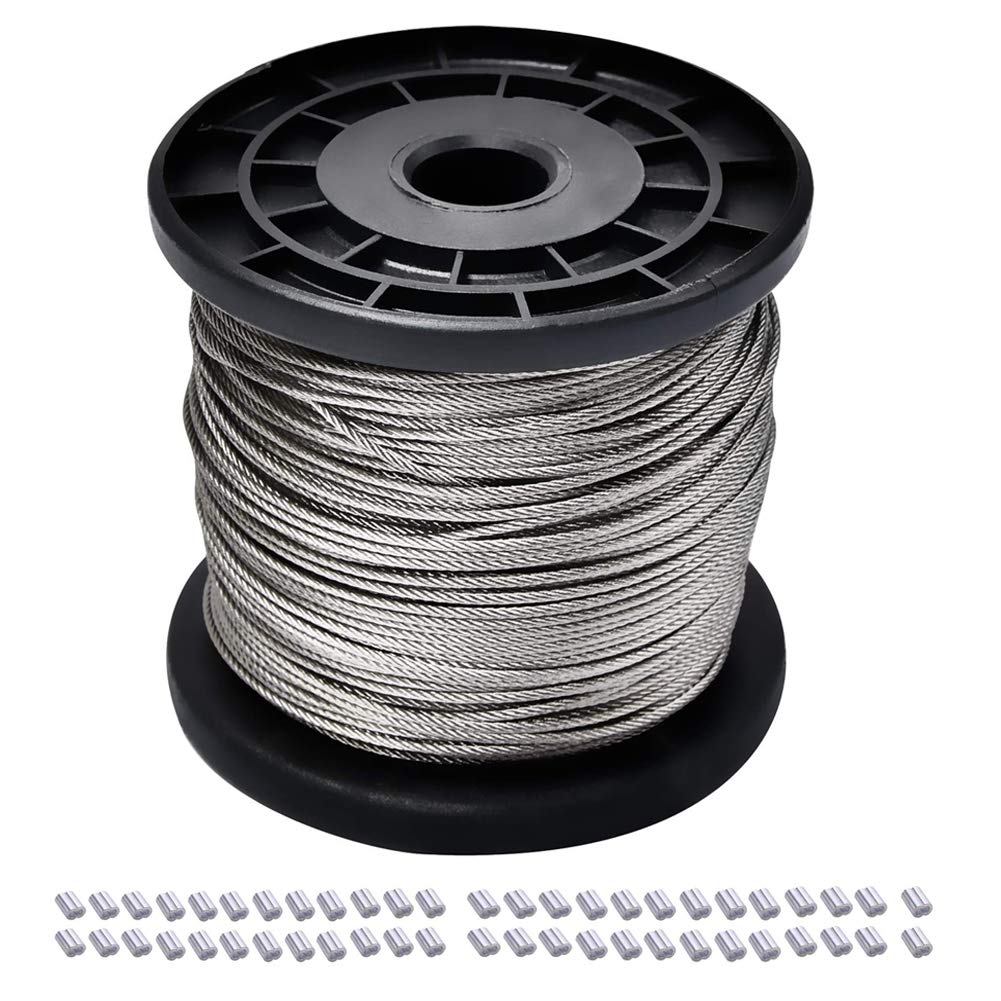 1/16 Wire Rope, 304 Stainless Steel Wire Cable, 7x7 Strand Core, 328FT