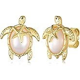 Turtle Earrings 925 Sterling Silver Mother of Pearl Shell Sea Turtle Earrings Turtie Jewelry Gifts for Women