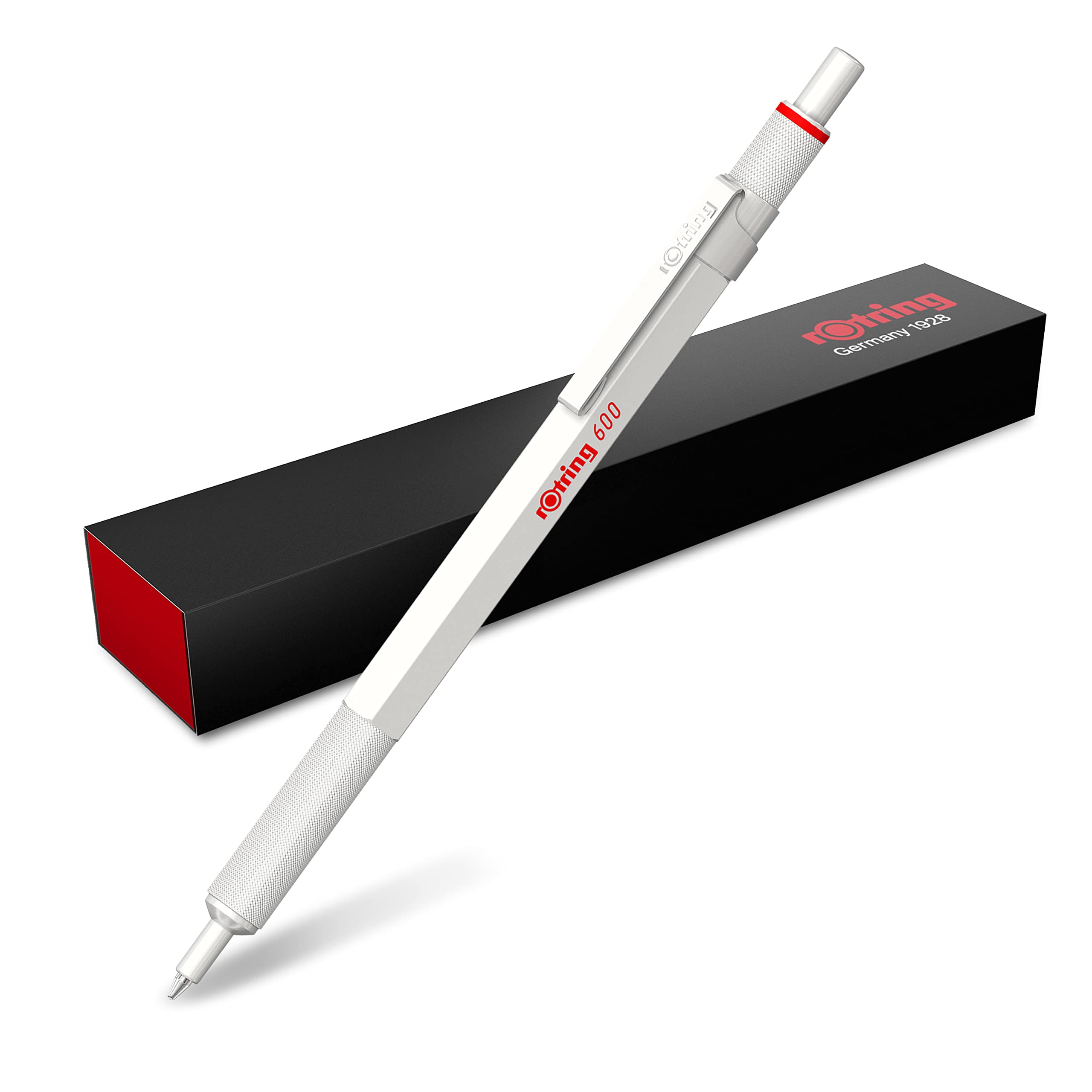 rOtring 600 Metallic Ballpoint Pen | Medium Point | Black Ink | Pearl White Barrel with Non-Slip Knurled Grip | Refillable | 1 Count — image 1