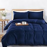 MOONLIGHT20015 Double Duvet Cover Navy Solid 200x200 with 2 Pillowcases view 4