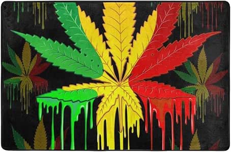 Marijuana Leaf Rasta ColorsArea Alfombra Supersuave Antideslizante para