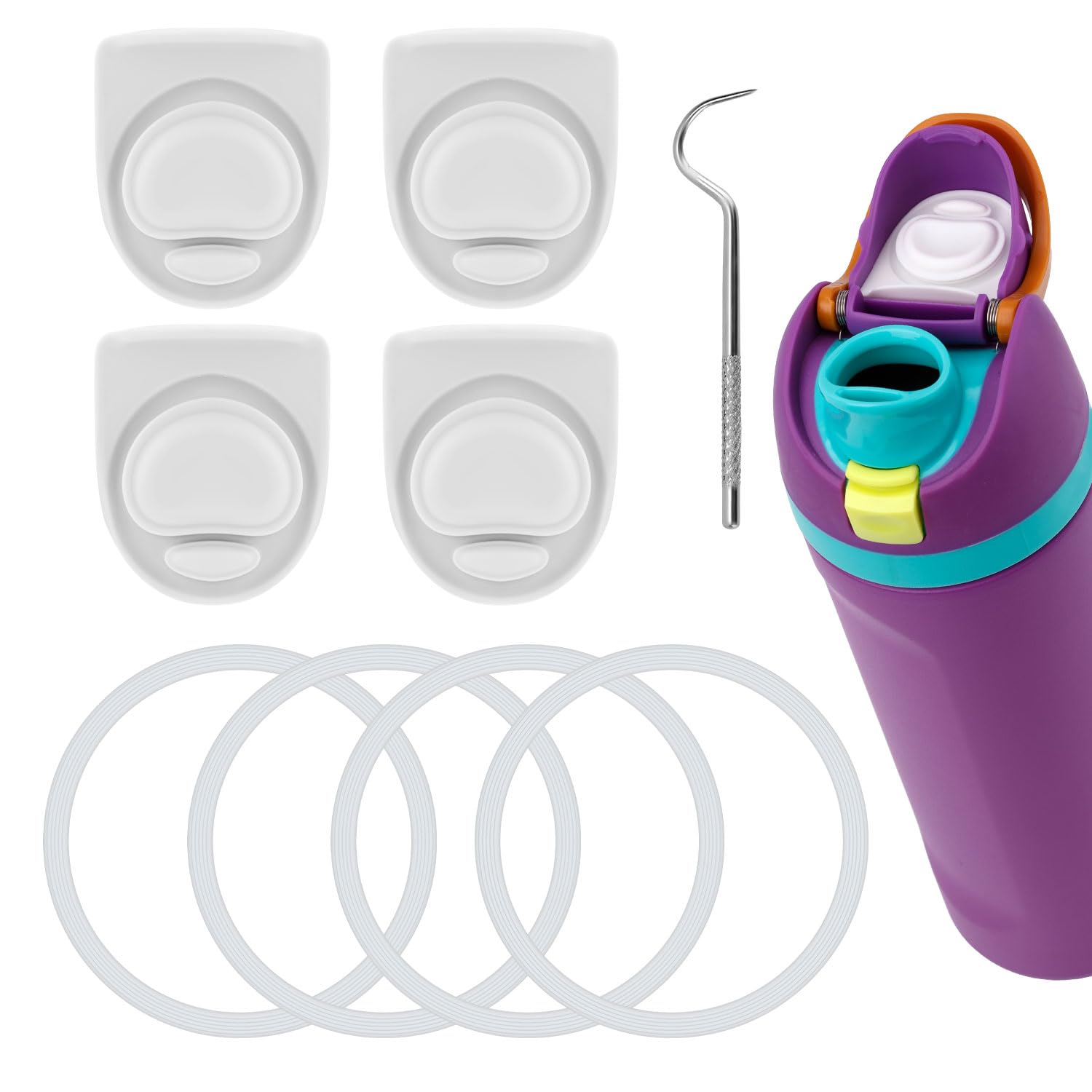 9pcs Water Bottle Replacement Parts Compatible with Owala FreeSip, Water Bottle Seal O Ring & Replacement Stopper for Owala 16/19/24/25/32/40oz Gasket Plug Lid Accessories BPA-Free