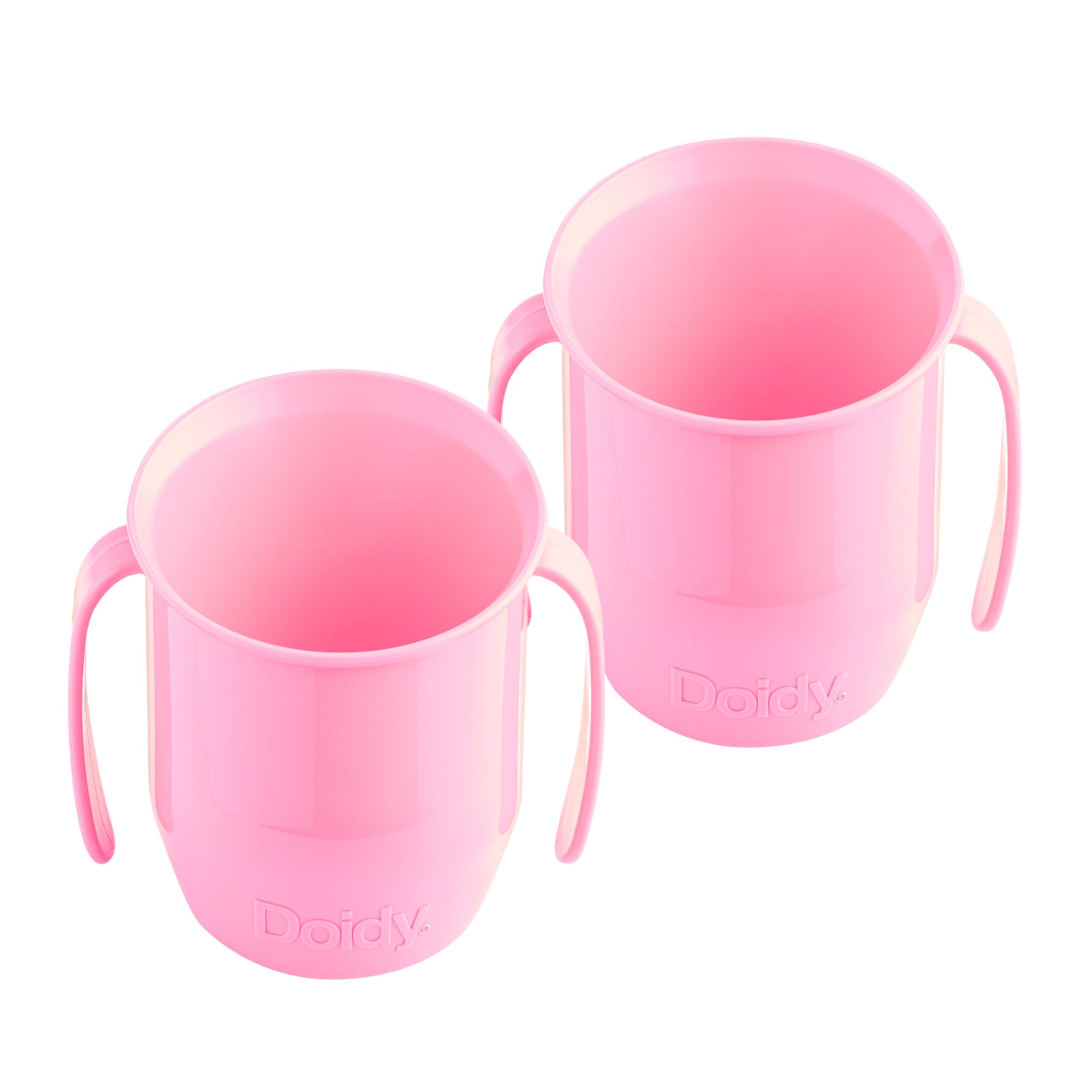 Doidy Cup, Open Cup for Training Baby 6 Months-3 Years, 200ml, Slanted Weaning Cup with Handles for Learning to Drink, BPA Free, 2 Pack (Pink) — image 1