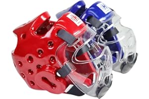 HXRROO 2PC Taekwondo Headgear Karate Headgear with Removable mask for Sparring Partner Muay Thai Taekwondo Karate MMA Training Children Adults