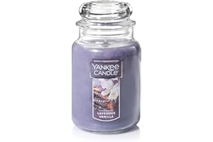 Yankee Candle Lavender Vanilla Scented, Classic 22oz Large Jar Single Wick Candle with Over 110 Hours of Burn Time. Perfect for Relaxing Evenings, Events, and Gifting