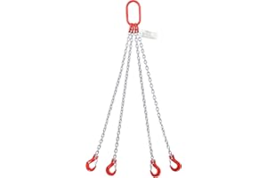 HALAMINE Chain Sling 4 Leg 5/16'' X 5 Ft, Galvanized Lifting Chains with Grab Hooks for Engine Hoist, Chain Slings for Lifting 3 Ton Capacity, G80 Alloy Steel Lifting Sling Hoist for Towing and Handling