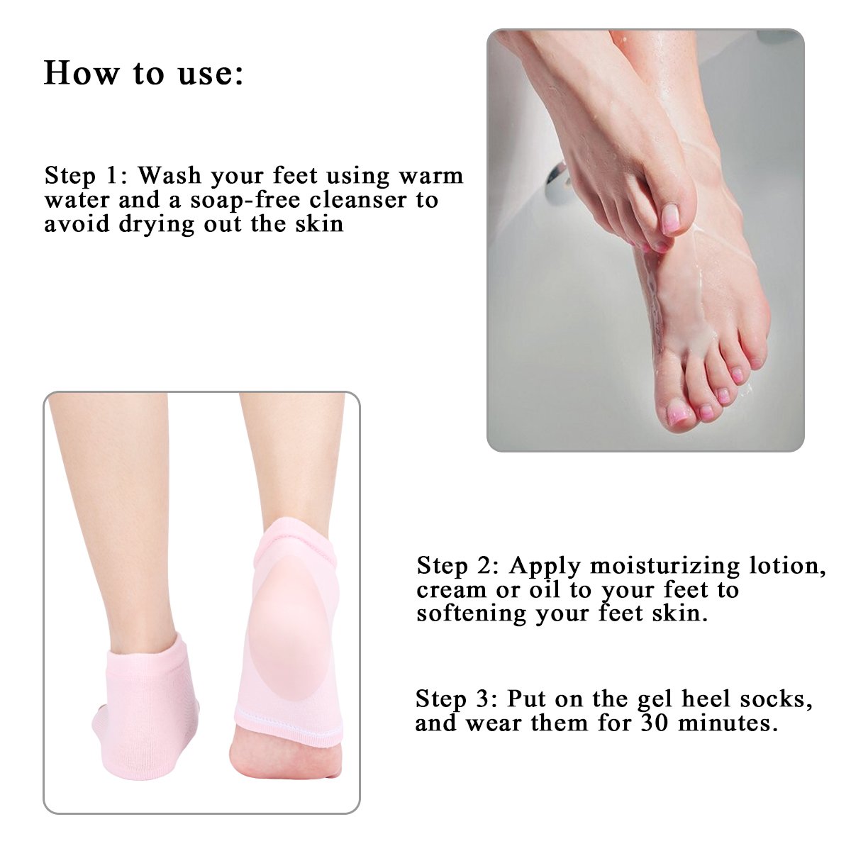 YOTURO 2 Pairs Vented Moisturizing Gel Heel Socks for Dry Hard Cracked Heels Open Toe Comfy Recovery Socks Foot Treament Day Night Care Pink and Green … : Beauty