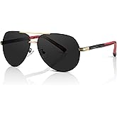 Olwen XXL Aviator Sunglasses For Large Heads (Polarized), Extra Large, Big and Tall, XL + Free Hard Case