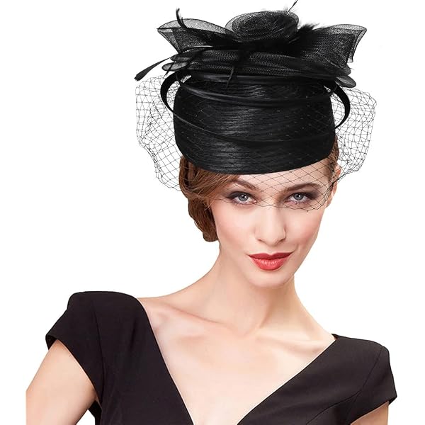 Vintage 20s 50s Feather Mesh Fascinator Hat with Veil  display picture 3