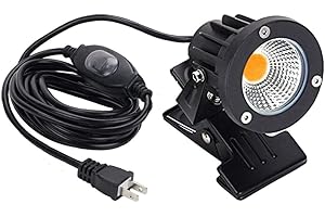 Kiven 1pcs LED Clip on Light Outdoor IP65 Waterproof 3000K Warm White Signboard Blackboard Lighting Adjustable Desk Stand Arm Lamp with Power Plug and Waterproof Switch