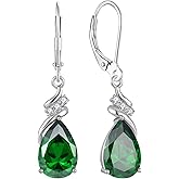 Blaniy Teardrop Dangle Drop Earrings 925 Sterling Silver Leverback Created Gemstone Earrings Birthstone Jewelry for Women