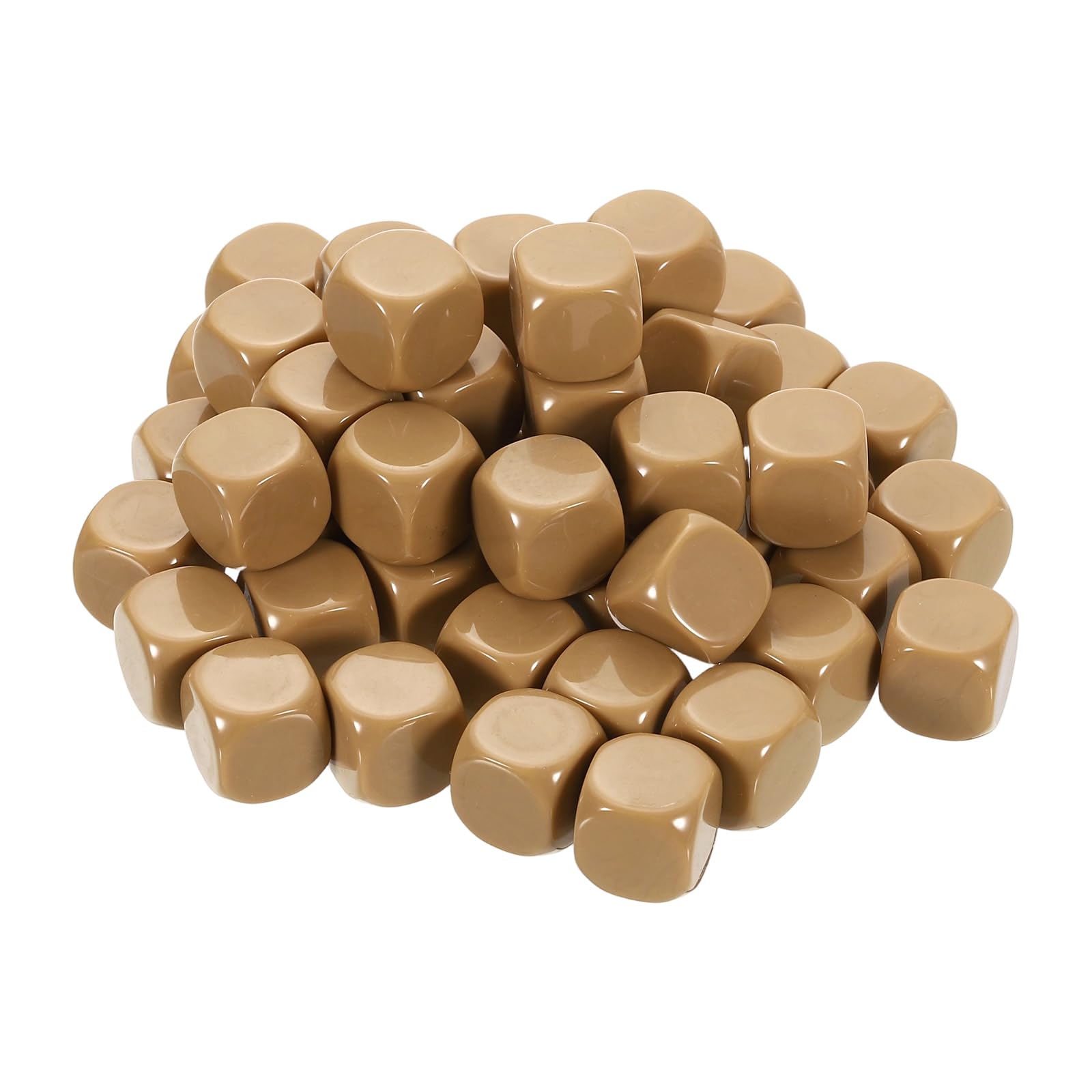 sourcing map 50Pcs Rounded Blank Six Sided Dice 16mm/0.6inch Acrylic Dice Cube with Smoothed Surface for Party Board Game DIY Craft Counting Teaching, Light Brown