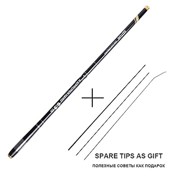 Angel 3.6-7.2M 2/8 Netzteile Fest Carbon-Faser-Teleskop Angelrute für Stream-Karpfenangeln, 1 Rod + 3 Tipps