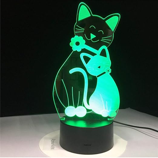 Bedside Table Lamps Cute Flash Cat Lamp 7 Colors Changing Nightlight