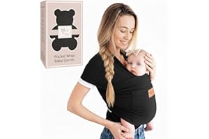 Baby Wrap Carrier - Premium Cotton Baby Carrier Wrap for Newborn to Toddler- Infant Carrier- Baby Holder One Size Fits All with Front Pocket (Black) by Max&so