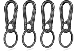 CooBigo 4Pack Small Keychain Rings, Metal Key Carabiner Clip, Mini EDC Key Ring Chain Holder Organizer for Purse Charm Hook, Car Keychain, Paracord Keychain Lanyard, Men and Women Key Fob (Gun Black)