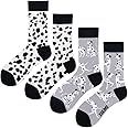 Angelteers 2 Pairs Cartoon Animal Crew Socks Fun Cotton Mid Calf Socks for Women