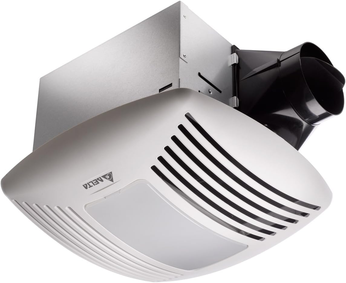 Delta Electronics 110 CFM Exhaust Bath Fan/Light/NightLight, White, 1.