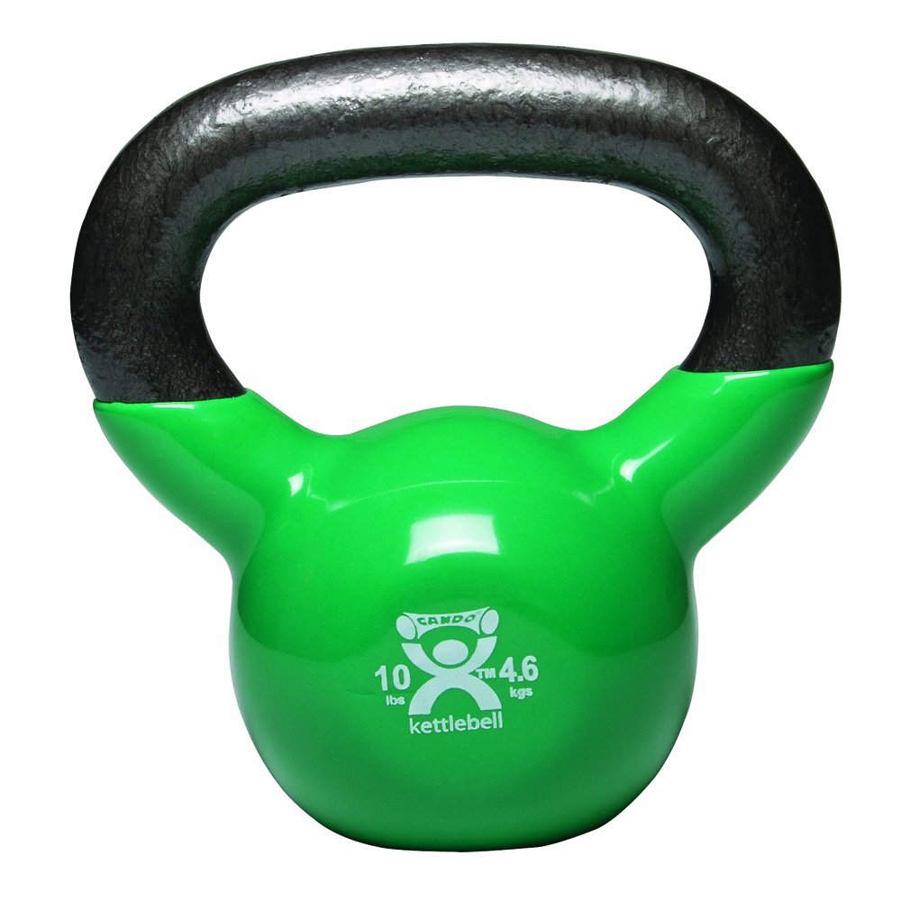 CanDo Vinyl-Coated Kettlebell, Green, 10 Pound