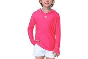 AOBUTE Unisex Kids Long Sleeve Hoodie Rash Guard Boys UPF 50+ Swim Top with Thumb Hole 3-12 Years