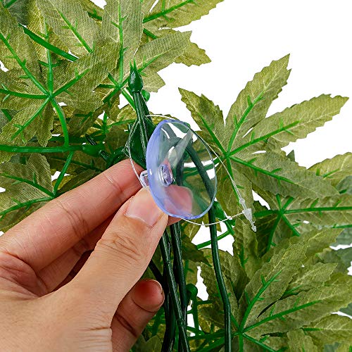 Reptile Plastic Plants Leaves , Habitat Aqurium Amphibian Accessories Enclosure Decor Tank Decoration Vines for Climbing,Reptiles Glass Terrarium Decorate Grass Leaf With Suction Cup Fish Aquatic Pets - Thumbnail 3