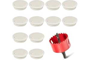 GMAKIE Desk Grommet 2 Inch (50 mm) 12 Pieces, Desk Hole Cover for Cables, Desk Wire Hole Insert, 2" Desk Hole Grommet, Cable Grommet, Desk Cord Hole Cover, Desk Cable Hole Cover with Hole Saw - White