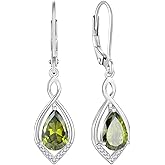 Rocayi Infinity Teardrop Earrings 925 Sterling Silver Dangle Drop Leverback Earrings Birthstone Jewelry for Women