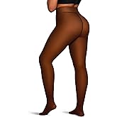 OEAK Womens Fleece Lined Tights Sheer Fake Translucent Pantyhose Thermal Tights High Waisted Footed Leggings