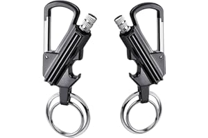 YUSUD 2 Pack Keychain Bottle Opener for Men, Permanent Match with Dual Side Flint Fire Starter, Waterproof Reusable Matchstick, Forever Match for Outdoor Survival, Everlasting Strike Anywhere Matches