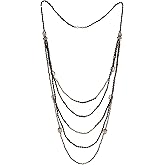 Elisheva Multi-Strand Long Statement Necklace,Layered Design,Waterfall Chains with Crystal Beads Charms Pendant