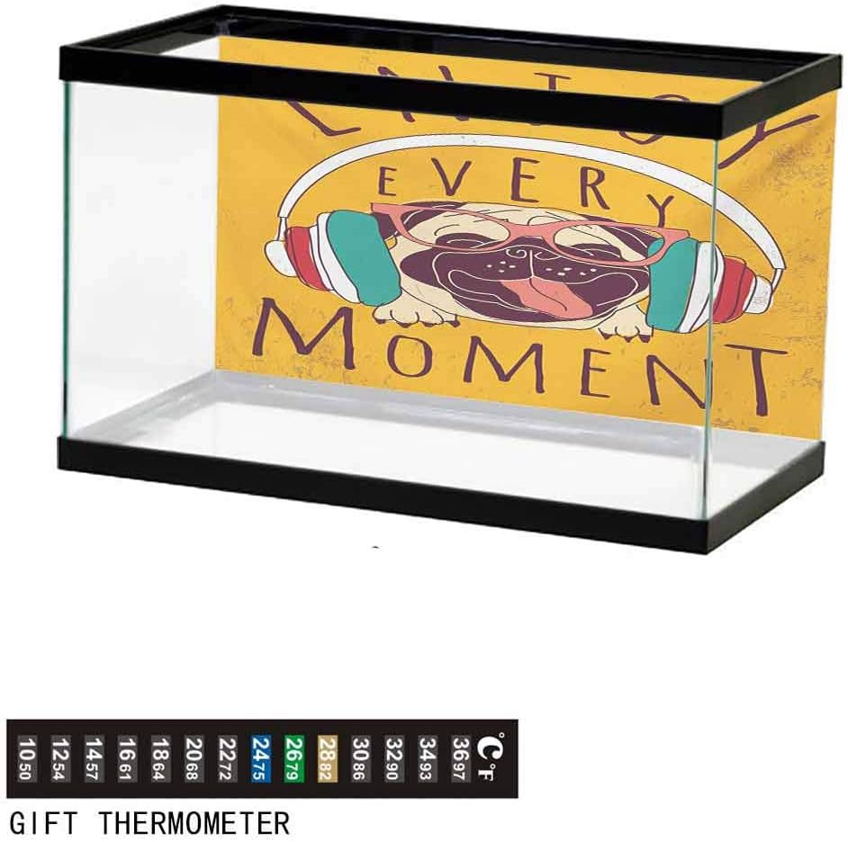 wwwhsl Aquarium Background,Poster Fish Tank Background,Hand Drawn Sketch of Smart Dressed Dog Jacket Shirt Bow Suit Striped Background Underwater Poster Fish Tank Wall Decorations Sticker