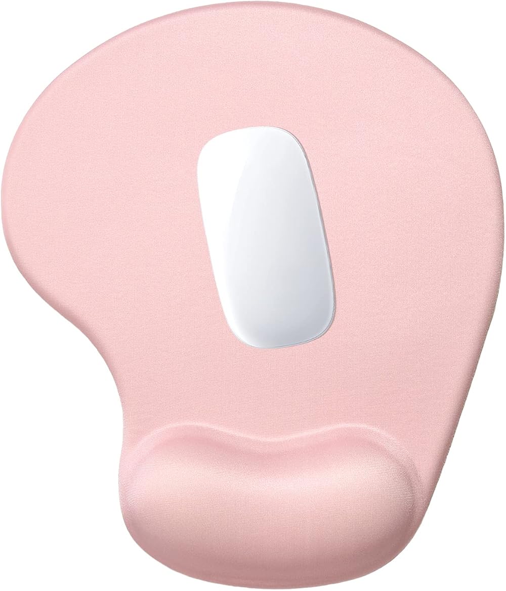Hsurbtra Ergonomic Gel Mouse Pad with Wrist Rest Pink 9.5 x 8.3 in