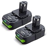 UTRBATT 2 Packs 3600mAh 18V Battery Replacement for Ryobi 18V Battery, Compatible with Ryobi 18V Lithium Battery P108 P102 P103 P104 P105 P107 P109 P122 Cordless Power Tools
