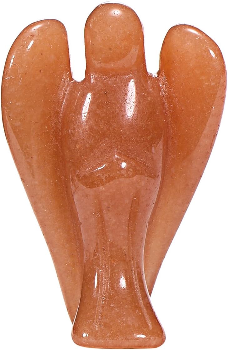 Morella Gemstone Red Aventurine Angel Good Luck Charm Guardian Angel to take with You 3,5 cm - 1.38 inch in a Velvet Bag