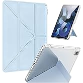 CLVervea iPad Pro 11" & Air 10.9" Case With Pencil Holder - Folding Folio Stand for iPad Air 6, 5 & 4 (2024-2020), 2022-2018 iPad Pro (1st-4th Gen) Origami - Exquisite Blue