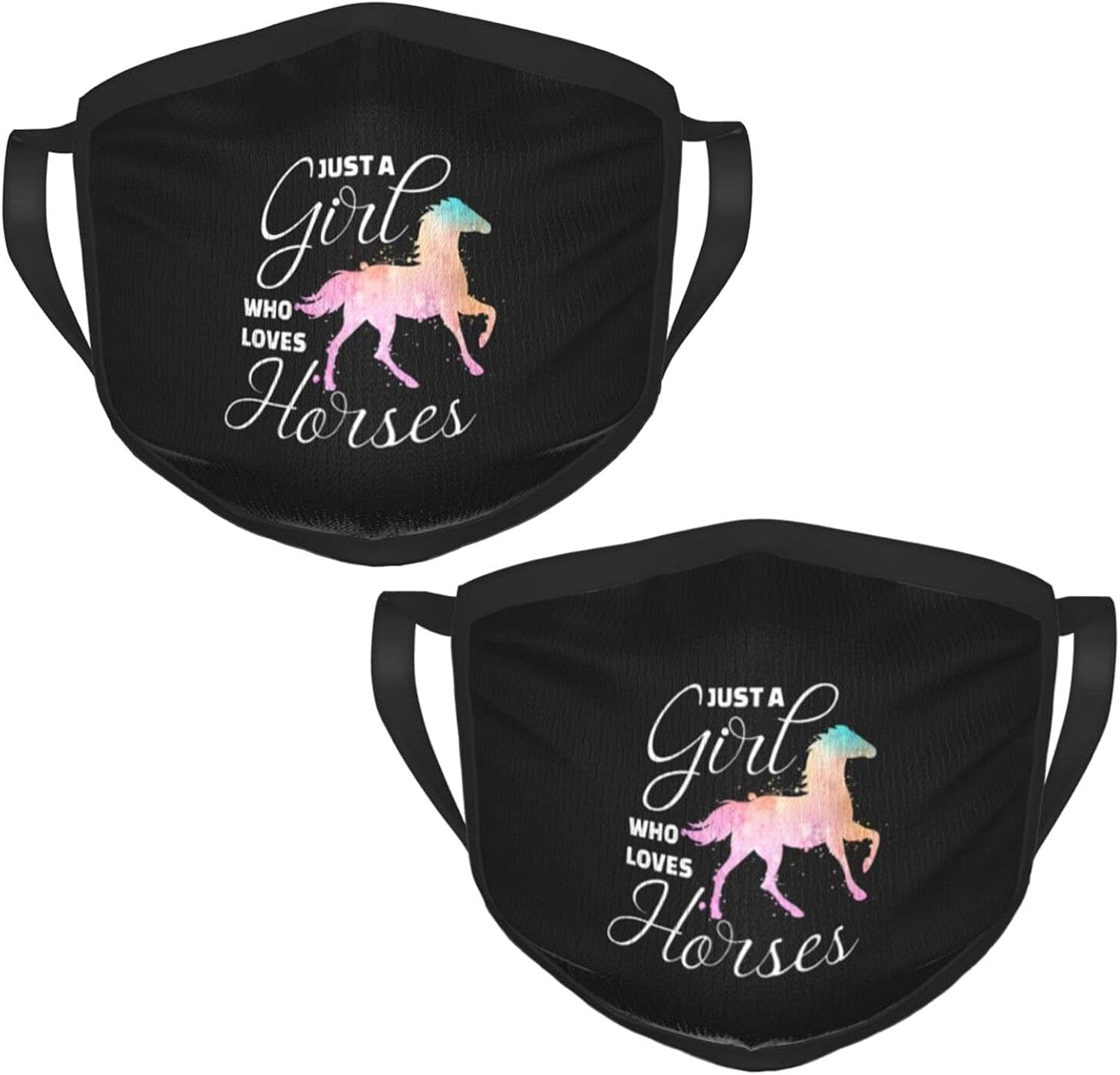 2pcs Just A Girl Who Loves Horses Unisex Adult Masks Anti