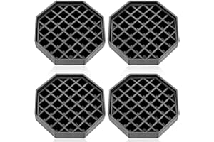CANDS 4-Pack Plastic Drip Trays – 4.5 Inch Octagonal Spill Tray with Grid Insert – Durable Black Plastic Coaster for Planters, Soap Dispensers, Coffee Makers & More – Leak & Mess Protection