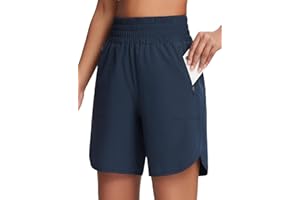 baleaf Women's 7" Athletic Long Running Shorts High Waisted Quick Dry Zipper Pockets Workout Hiking Shorts UPF50+