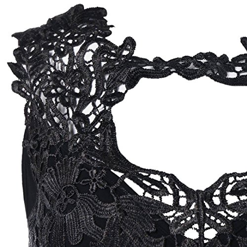 Womens Tank Tops Casual Lace Crochet Applique Vest V-Neck Sleeveless Blouse
