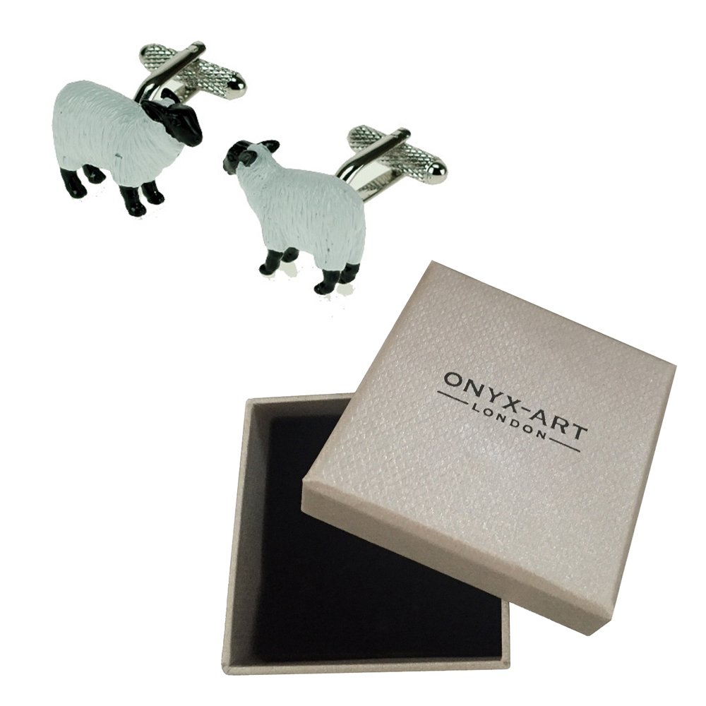 Mens Sheep Farm Animal Novelty Cufflinks & Gift Box By Onyx Art