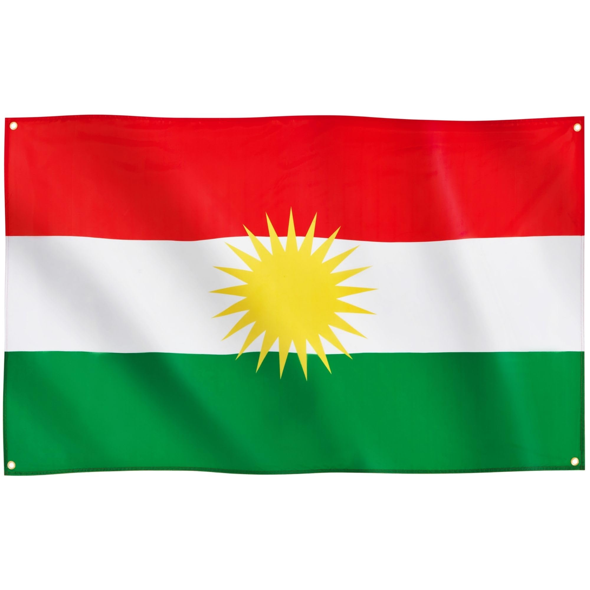 Runesol Kurdistan Flag, 91x152cm, 3ft x 5ft, Kurdish National Flag, 4 Grommets, Eyelet In Every Corner, Alaya Rengîn, Premium Flags, Inside, Outside, Vivid Colours — image 1