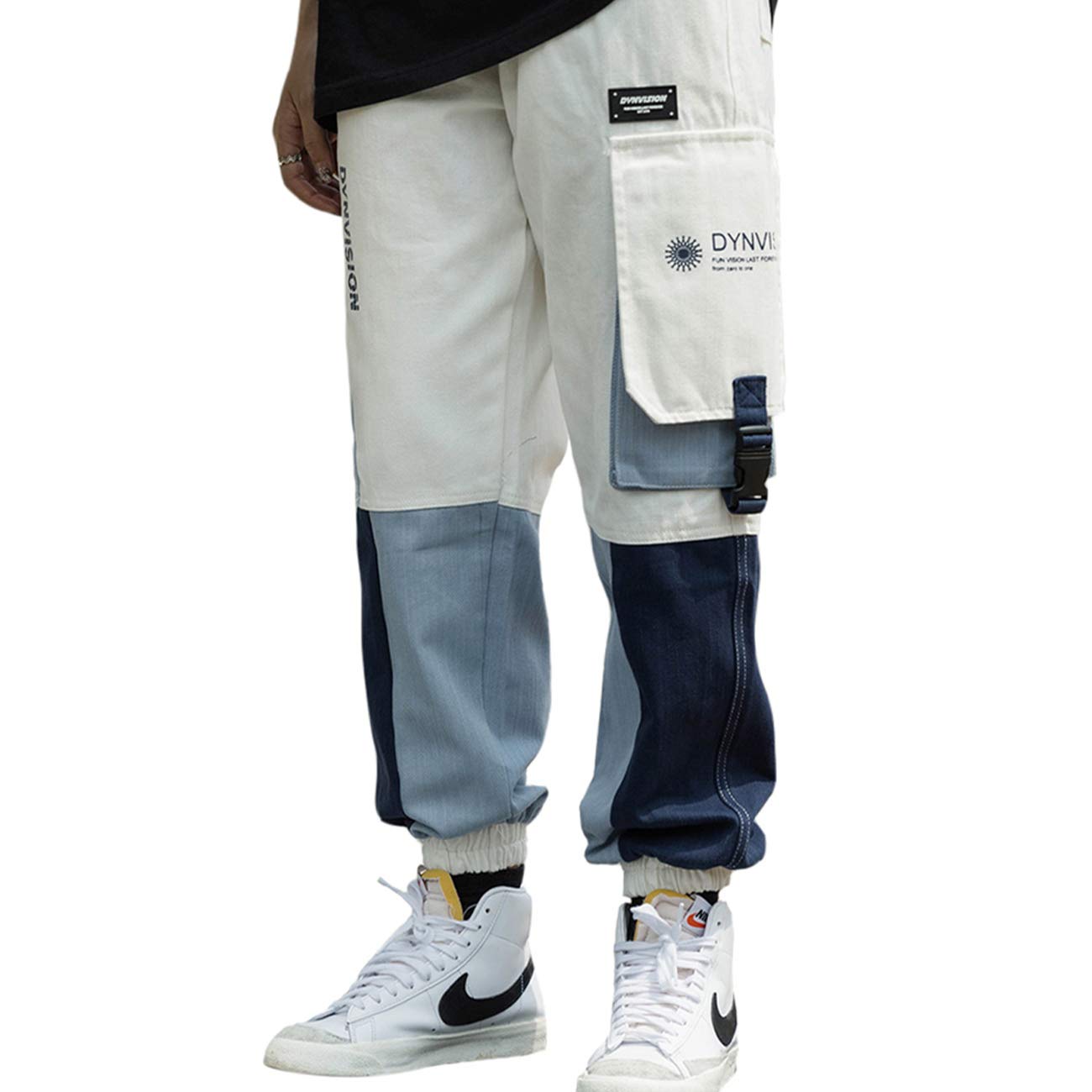 Buy Vamtac Men's Ribbon Elastic Waist Cargo Pants Bellow Hip Hop Casual