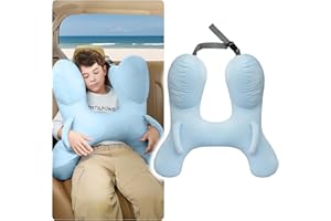 PYURIFAI Car Pillow for Kids with Extra Head Support Area, Adjustable Traveling Car Pillow for Kids with Ideal Support and Softness,Car Travel Pillow with Two Handles for Safety, Blue