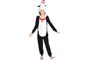 Leadtex Child Cat Hat Costumes Zipper Red&White hat Onesie Costume Halloween Cosplay Jumpsuit for kids,L8-10
